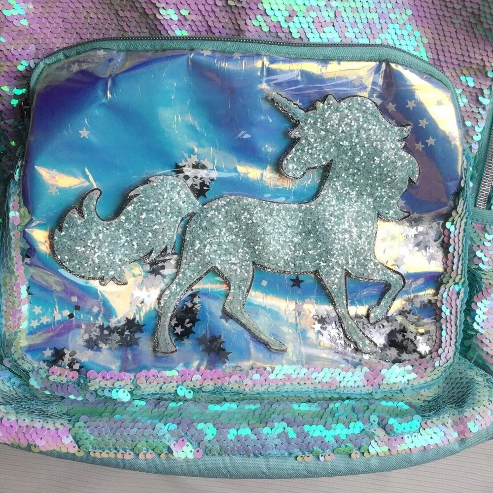 Justice Unicorn Flip Sequins Shaky Backpack Kids Girls School Bookbag Shimmery